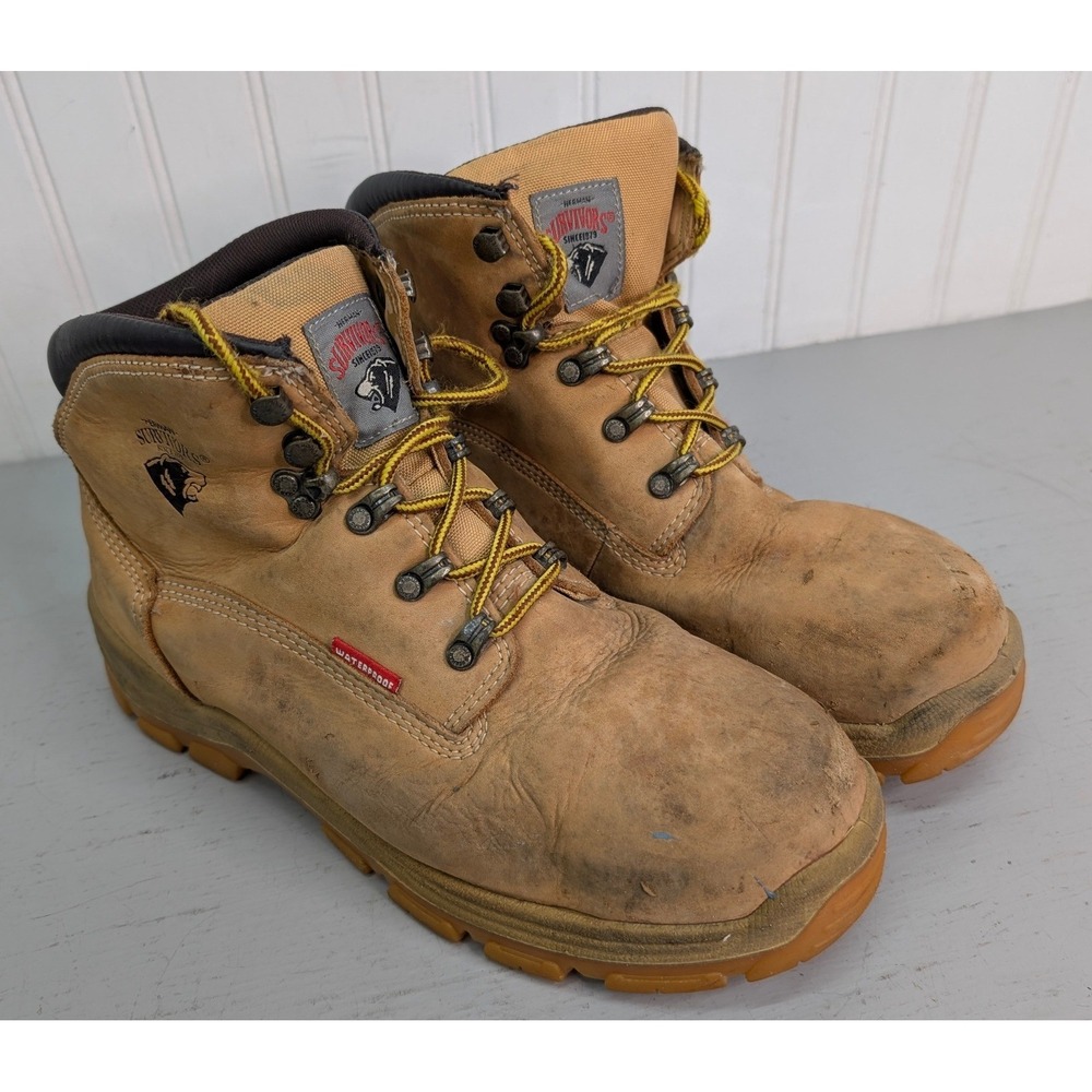 Herman Survivors Waterproof Leather Steel Toe Work Boots Men's 9.5W Tan Outdoor